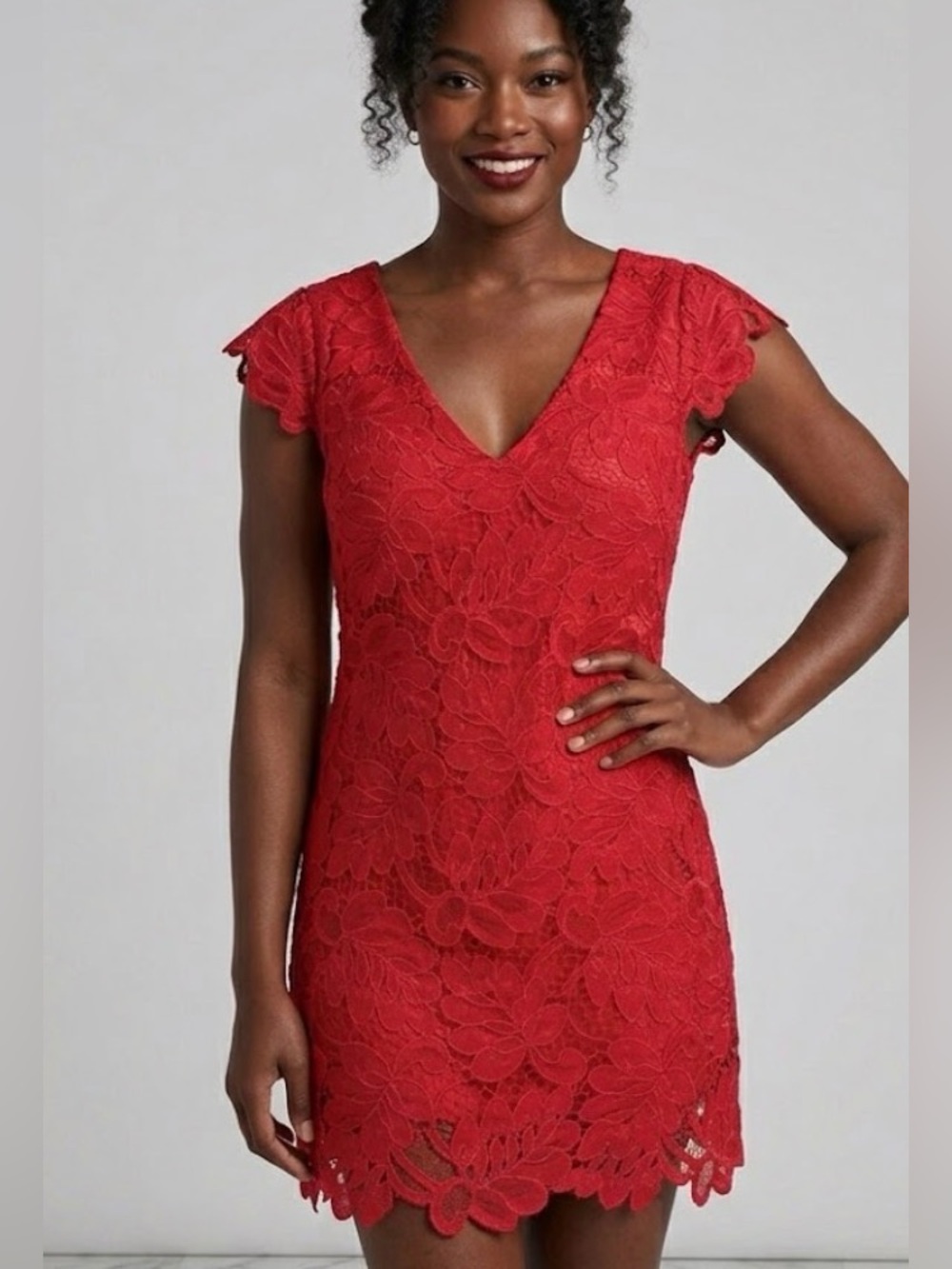 Red  Lace Mini Dress